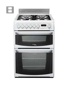 Cannon By Hotpoint CH60DHWF 60cm Double Oven Electric Cooker and Gas Hob with FSD - White