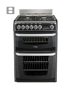 Cannon By Hotpoint CH60GCIK 60cm Double Oven Gas Cooker and Gas Hob with FSD - Black