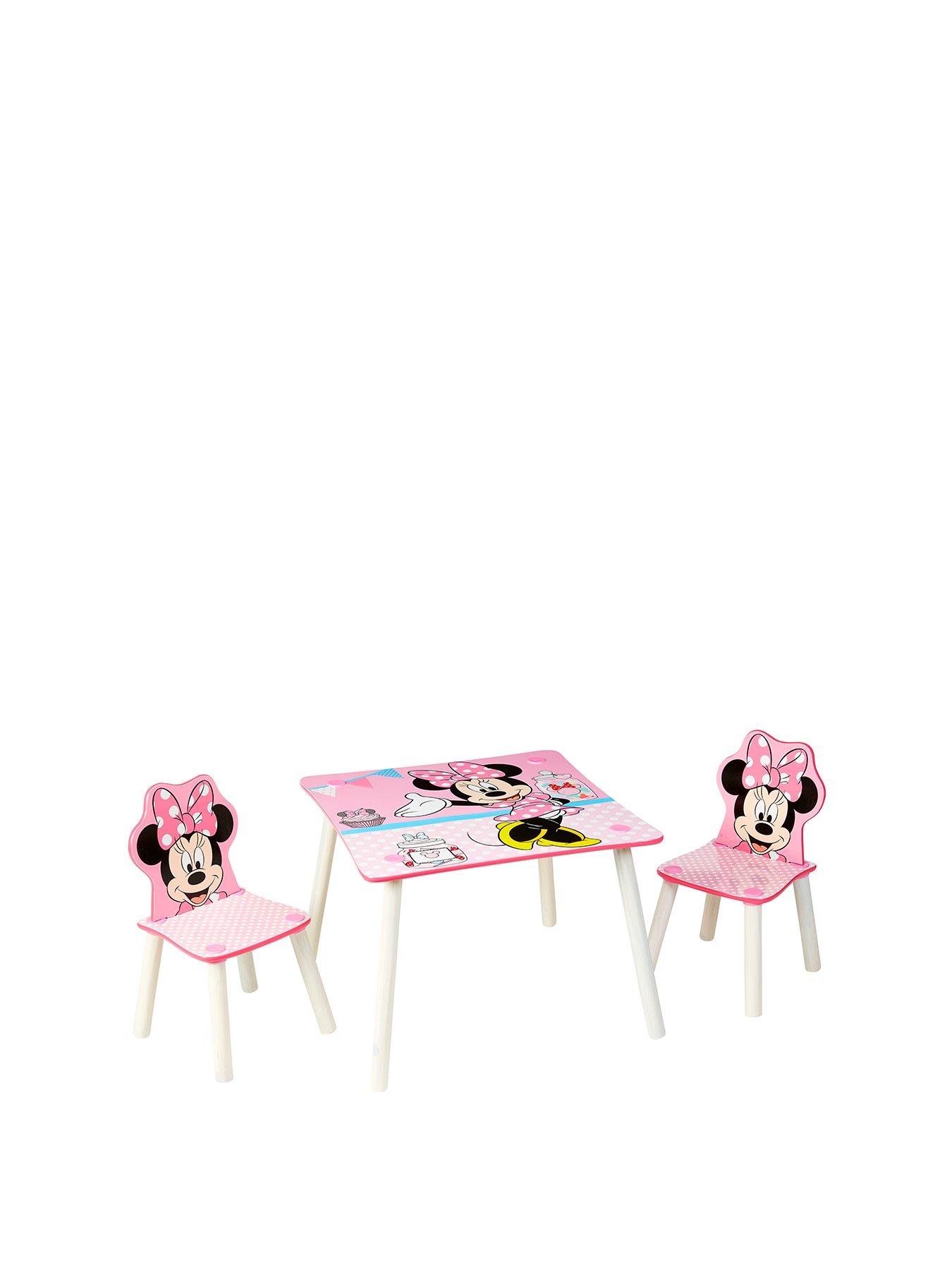 minnie mouse table and 2 chairs