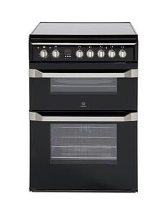 Indesit ID60C2K 60cm Double Oven Electric Cooker with Ceramic Hob - Black
