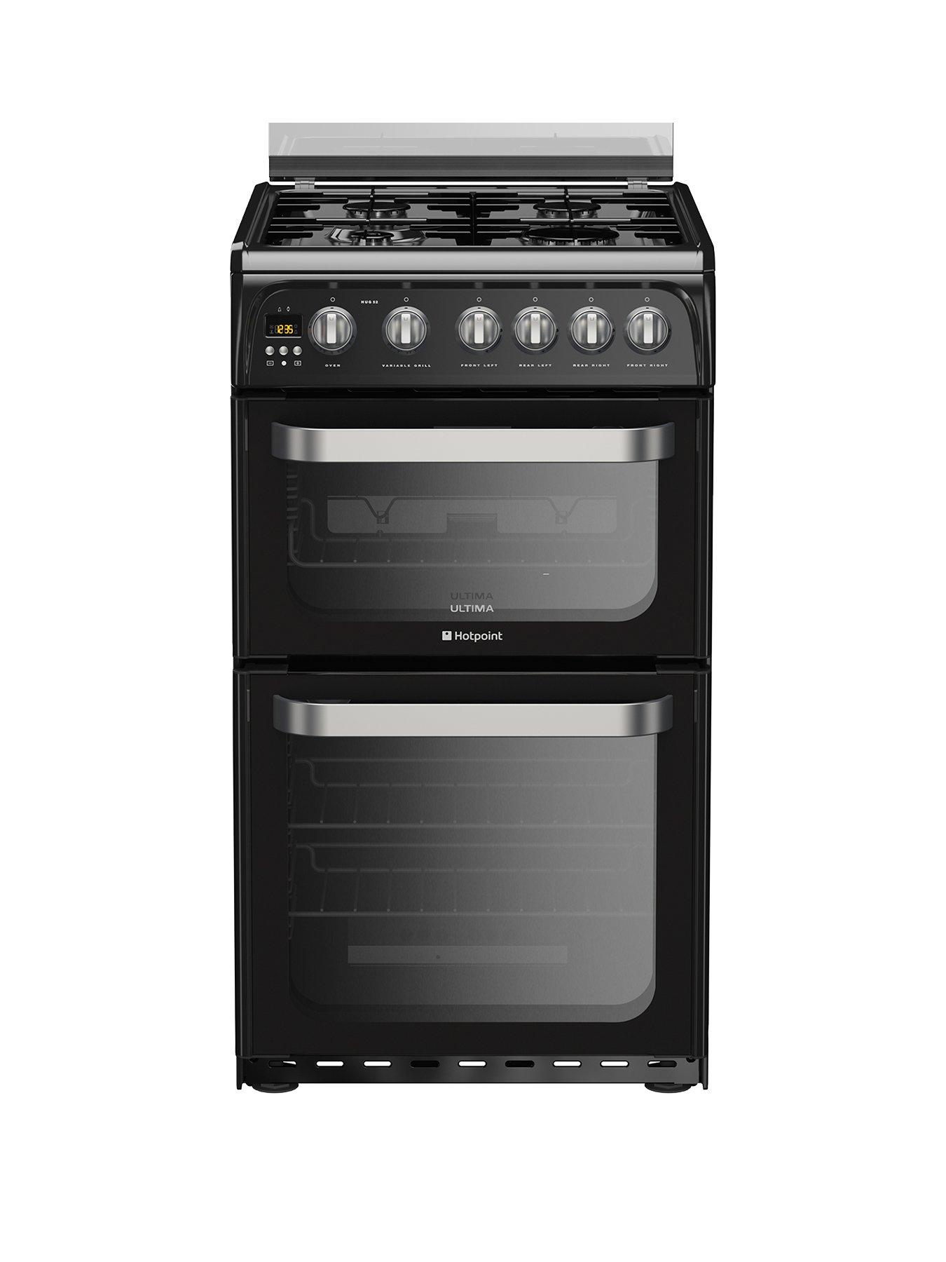 Hotpoint Ultima Hug52K 50Cm Double Oven Gas Cooker With Fsd - Black