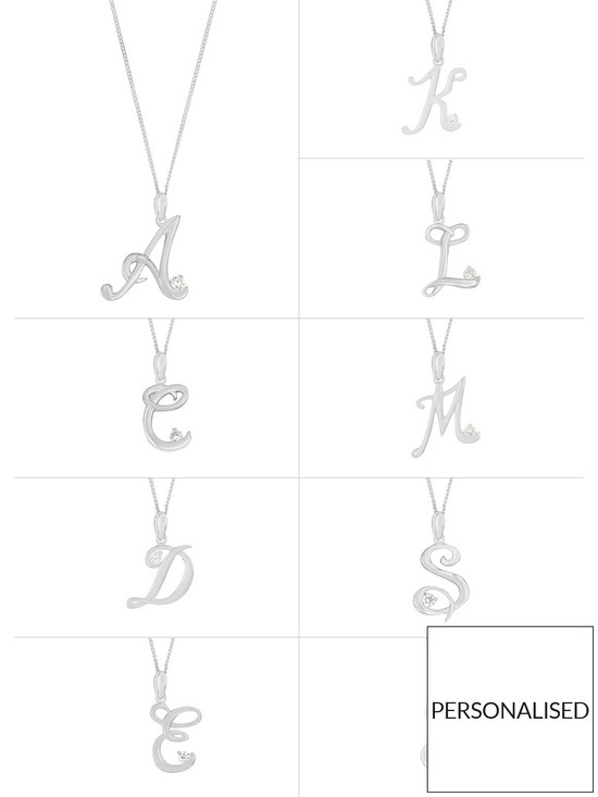 stillFront image of the-love-silver-collection-sterling-silver-cubic-zirconia-initial-pendant