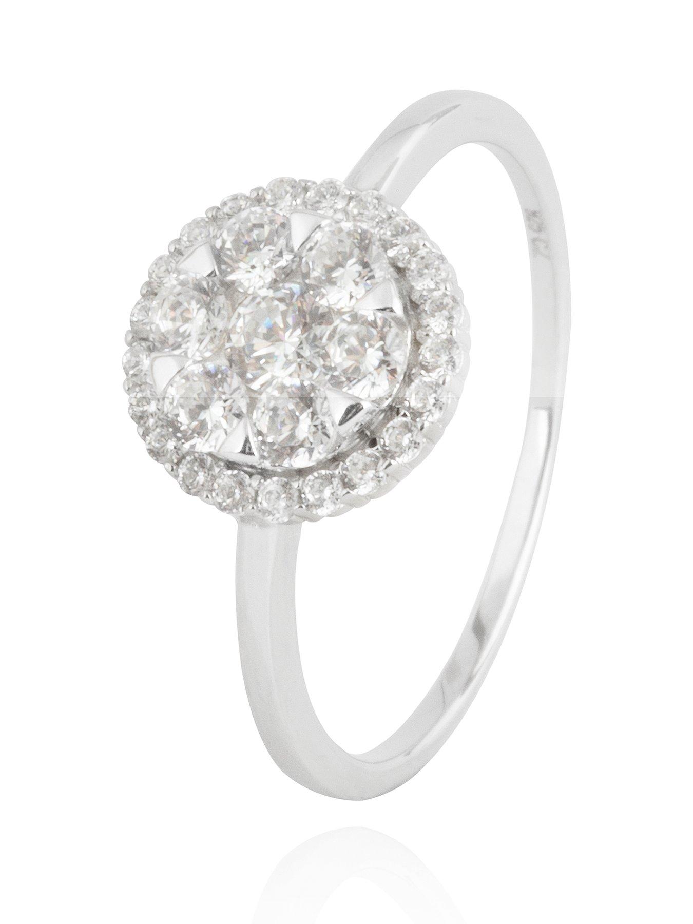 The Love Collection Sterling Silver Cubic Zirconia Cluster Ring