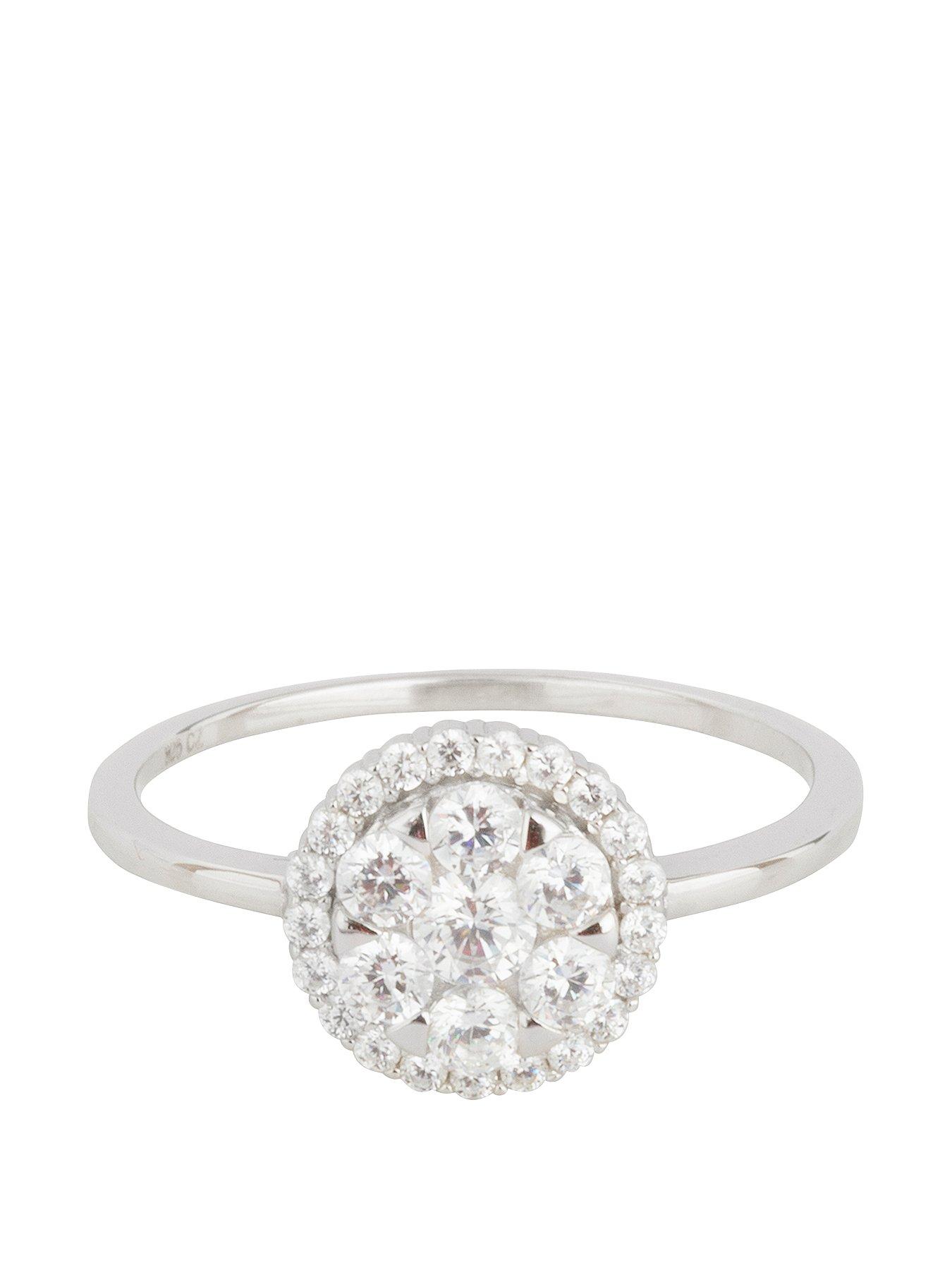Image 2 of 3 of The Love Collection Sterling Silver Cubic Zirconia Cluster Ring