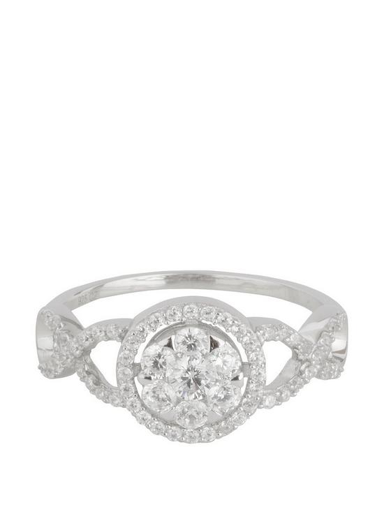 stillFront image of the-love-silver-collection-sterling-silver-cubic-zirconianbspcluster-ornate-ring