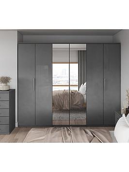 Product photograph of Very Home Prague Gloss 6 Door Mirrored Wardrobe - Fsc Reg Certified from very.co.uk
