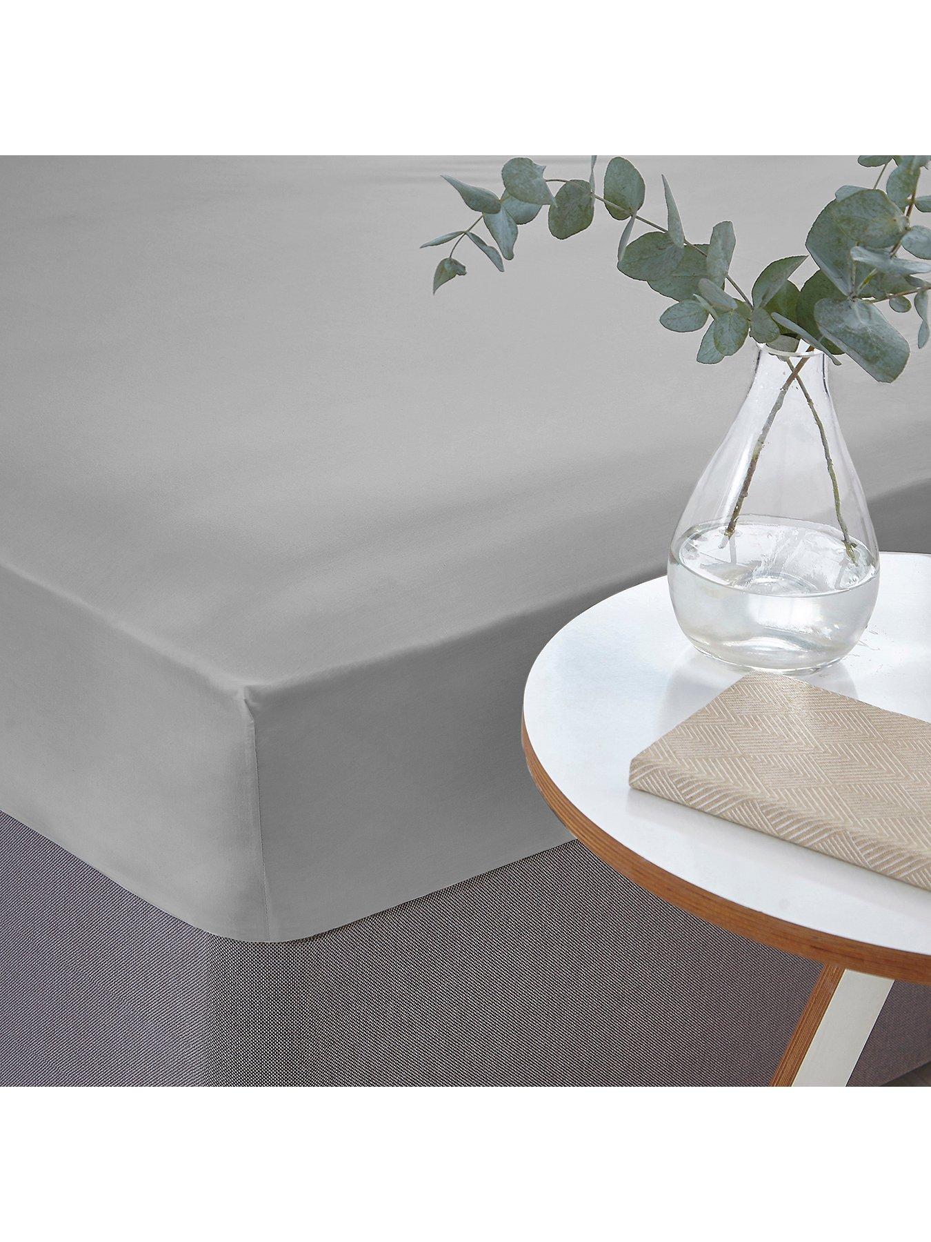 Product photograph of Silentnight Easy Care 180 Thread Count Cotton Rich Fitted Sheet - Silver from very.co.uk