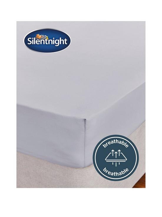 stillFront image of silentnight-easy-care-180-thread-count-cotton-rich-fitted-sheet-silver