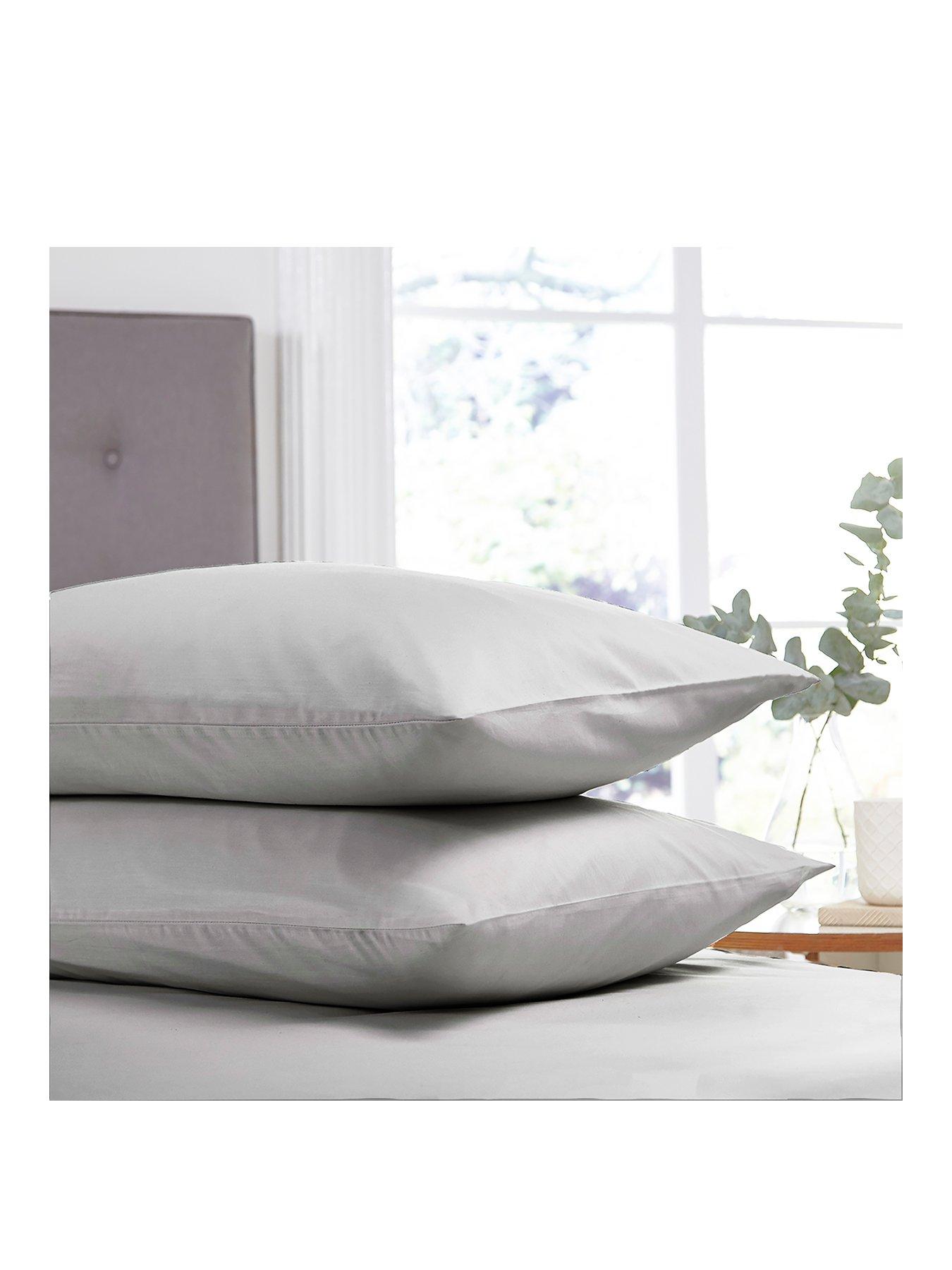 Pack of 2 & Basics Microfibre Pillowcases Set of Two Silentnight Quilted Pillow Protector Plus White Dark Grey 
