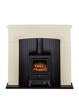Product photograph of Adam Fires Fireplaces Denbury Electric Fireplace Suite With Stove from very.co.uk