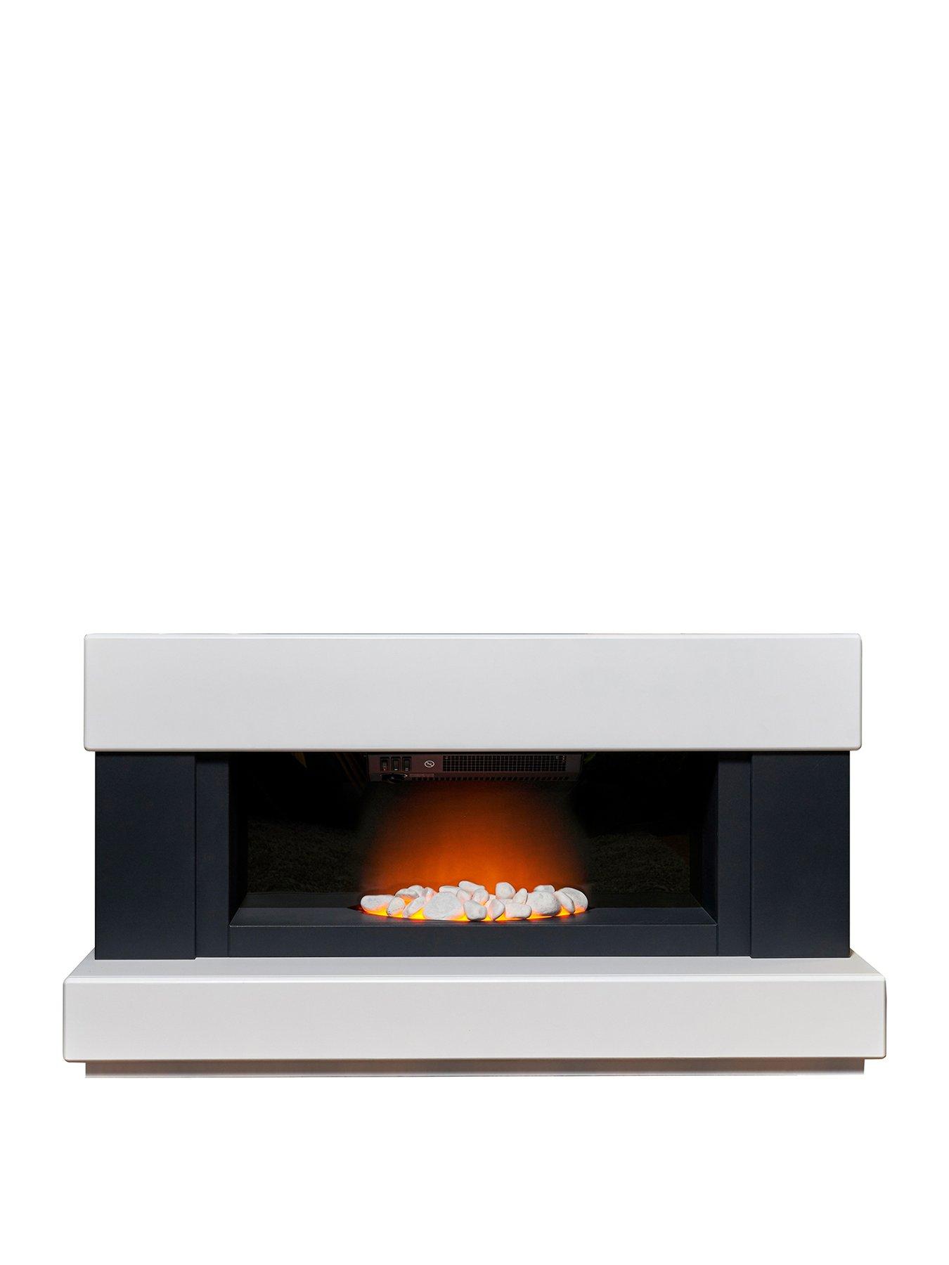 Adam Fires u0026 Fireplaces Verona White/Grey Electric Fireplace Suite |  very.co.uk