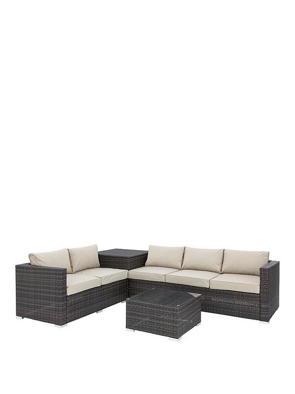 C Bay 5 Seater Corner Garden Sofa With Storage And Table Very Co Uk - Corner Patio Furniture With Table