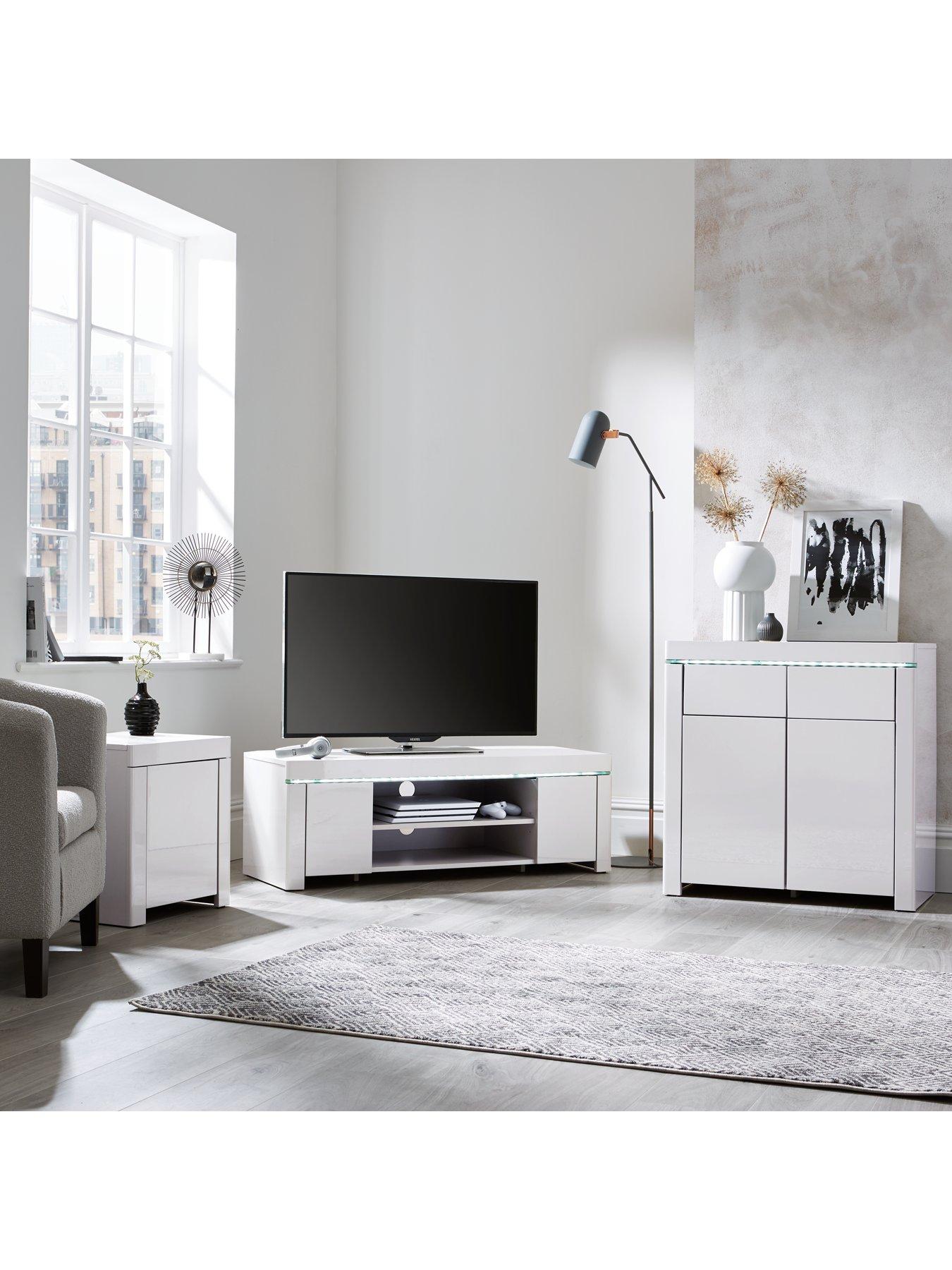 Small white gloss corner tv deals unit