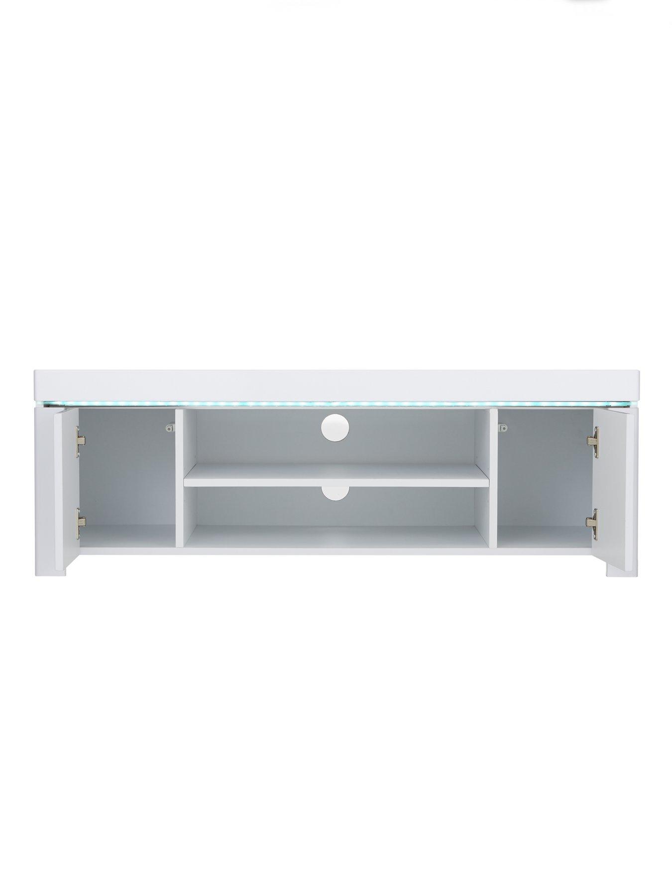 Atlantic gloss corner tv unit with shop led lights