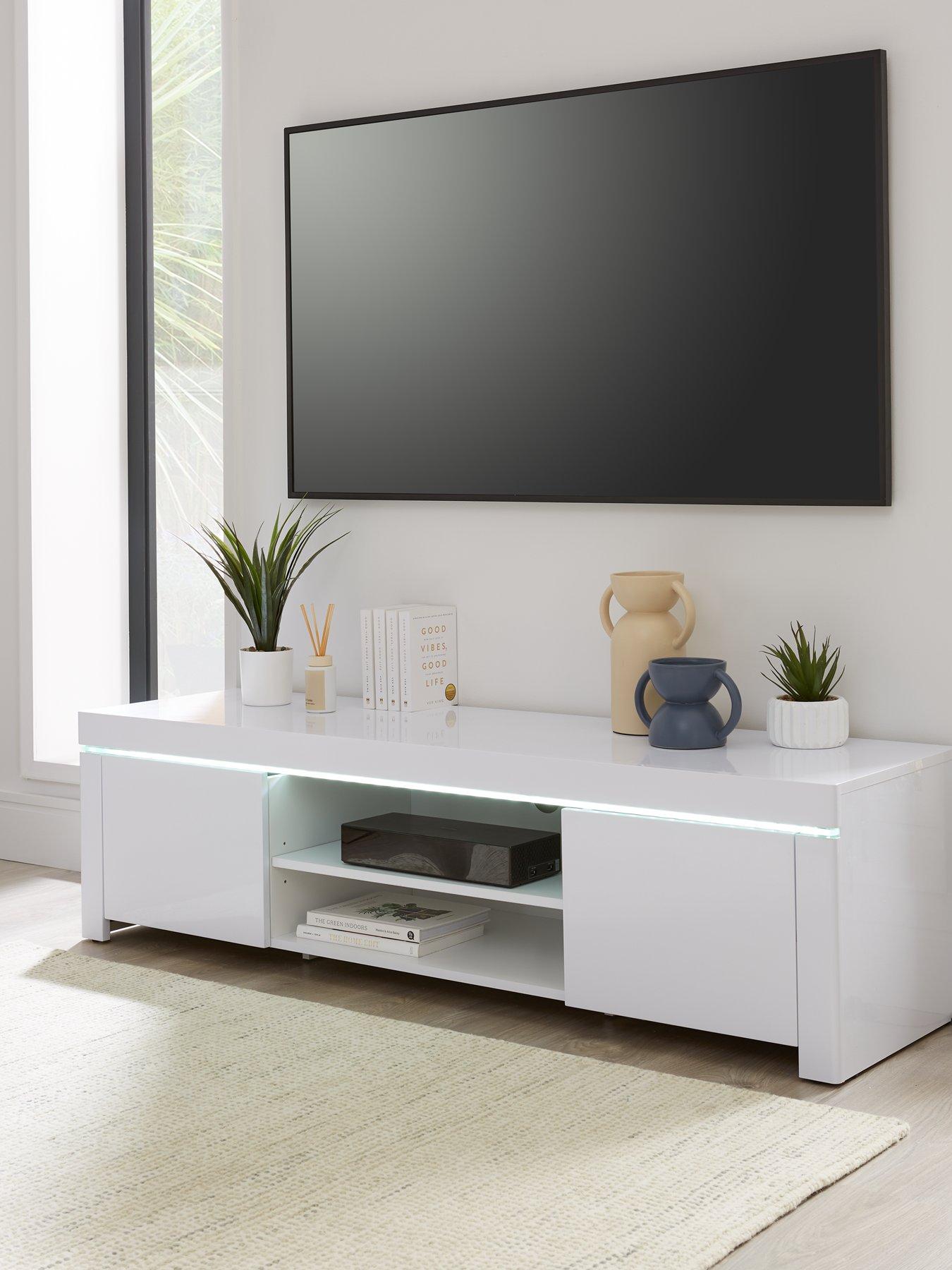 Product photograph of Very Home Atlantic Gloss Tv Unit With Led Lights - Fits Up To 60 Inch Tv from very.co.uk