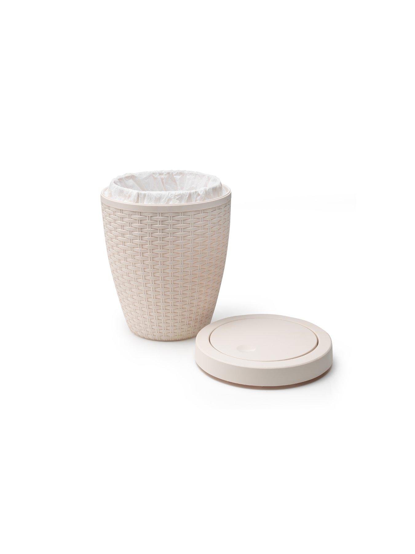 Image 2 of 5 of Addis Faux Rattan Swing Lid Bathroom Bin