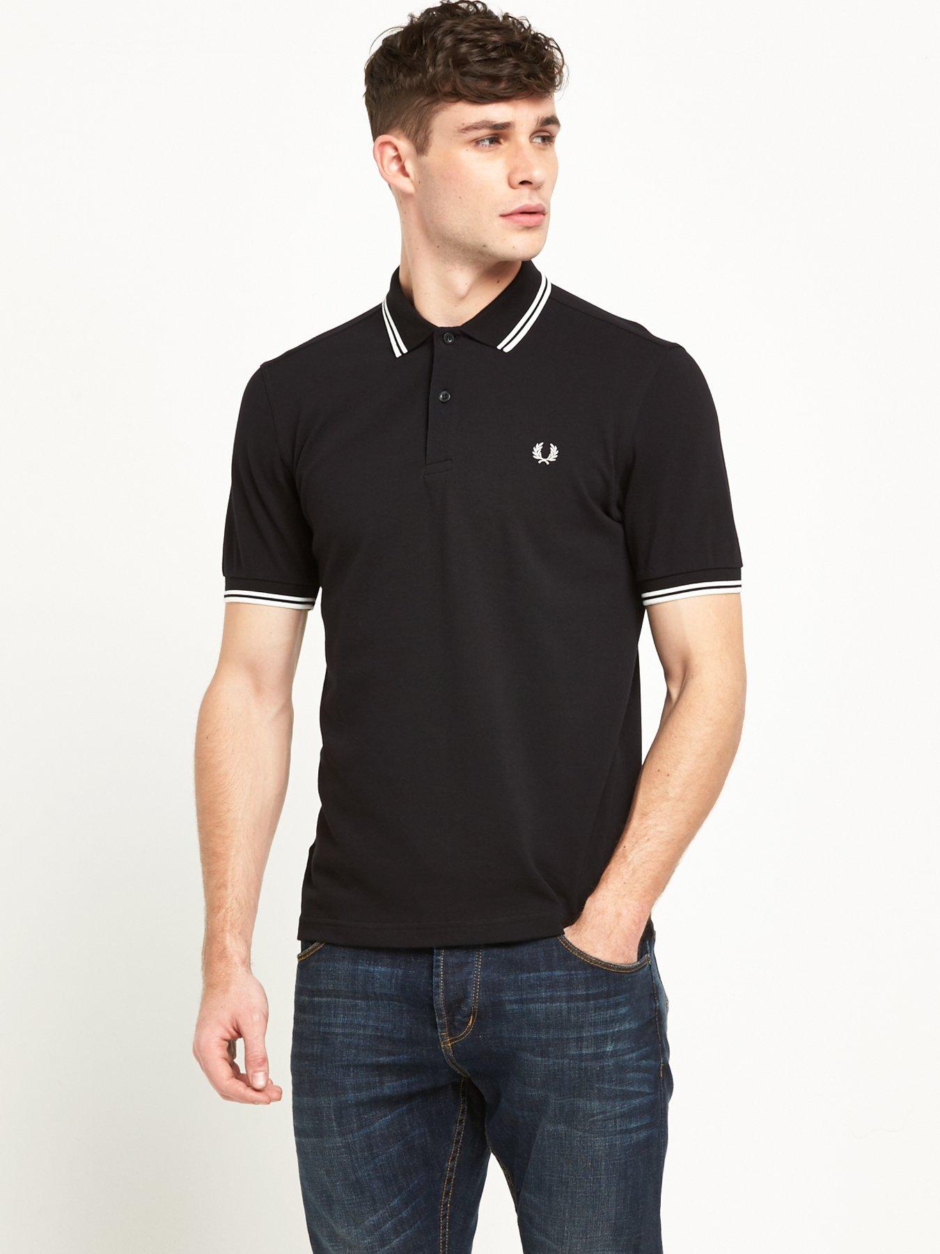 fred perry black twin tipped polo