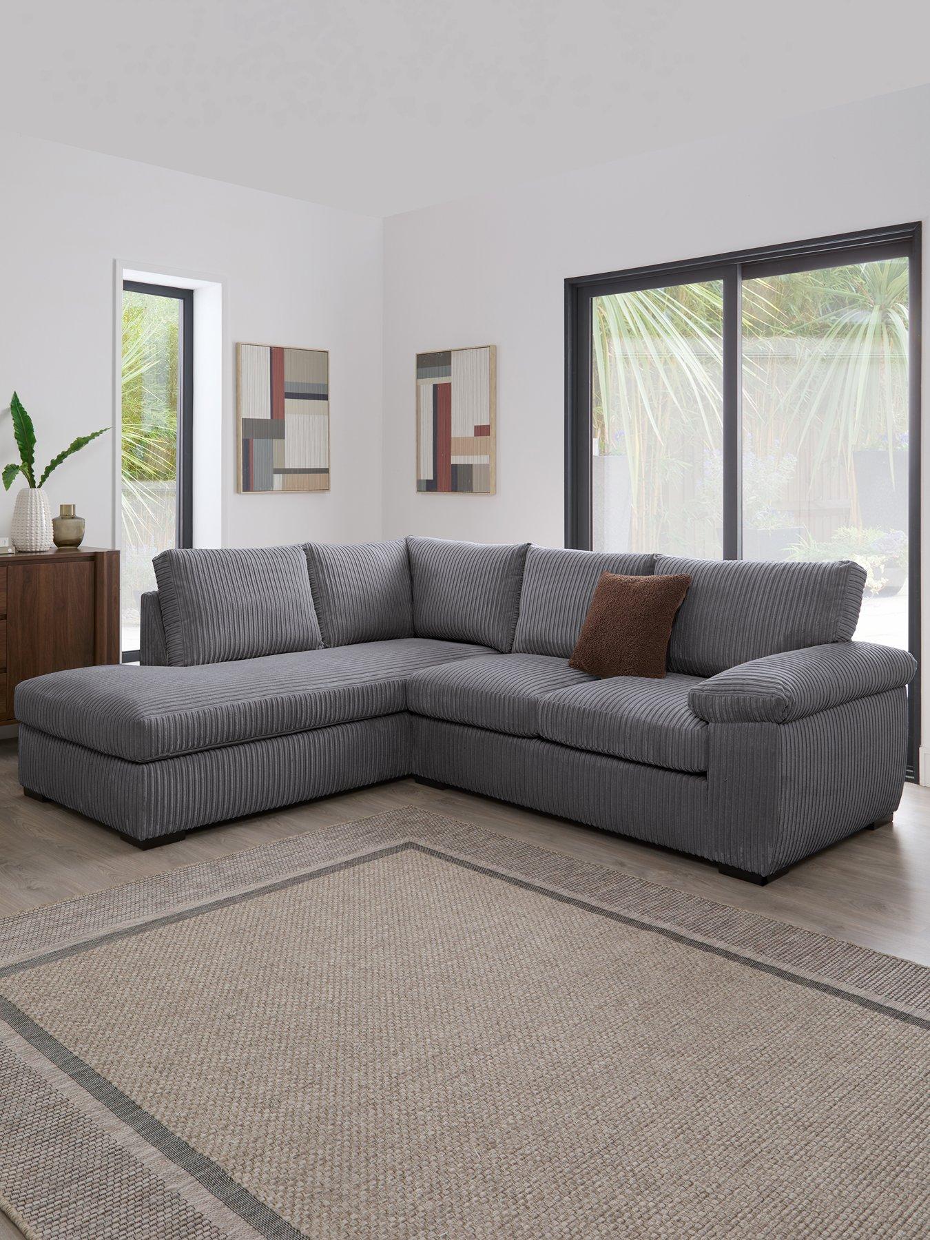 Very Home Amalfi Standard Back Fabric Left Hand Corner Chaise Sofa - Charcoal - FSC® Certified
