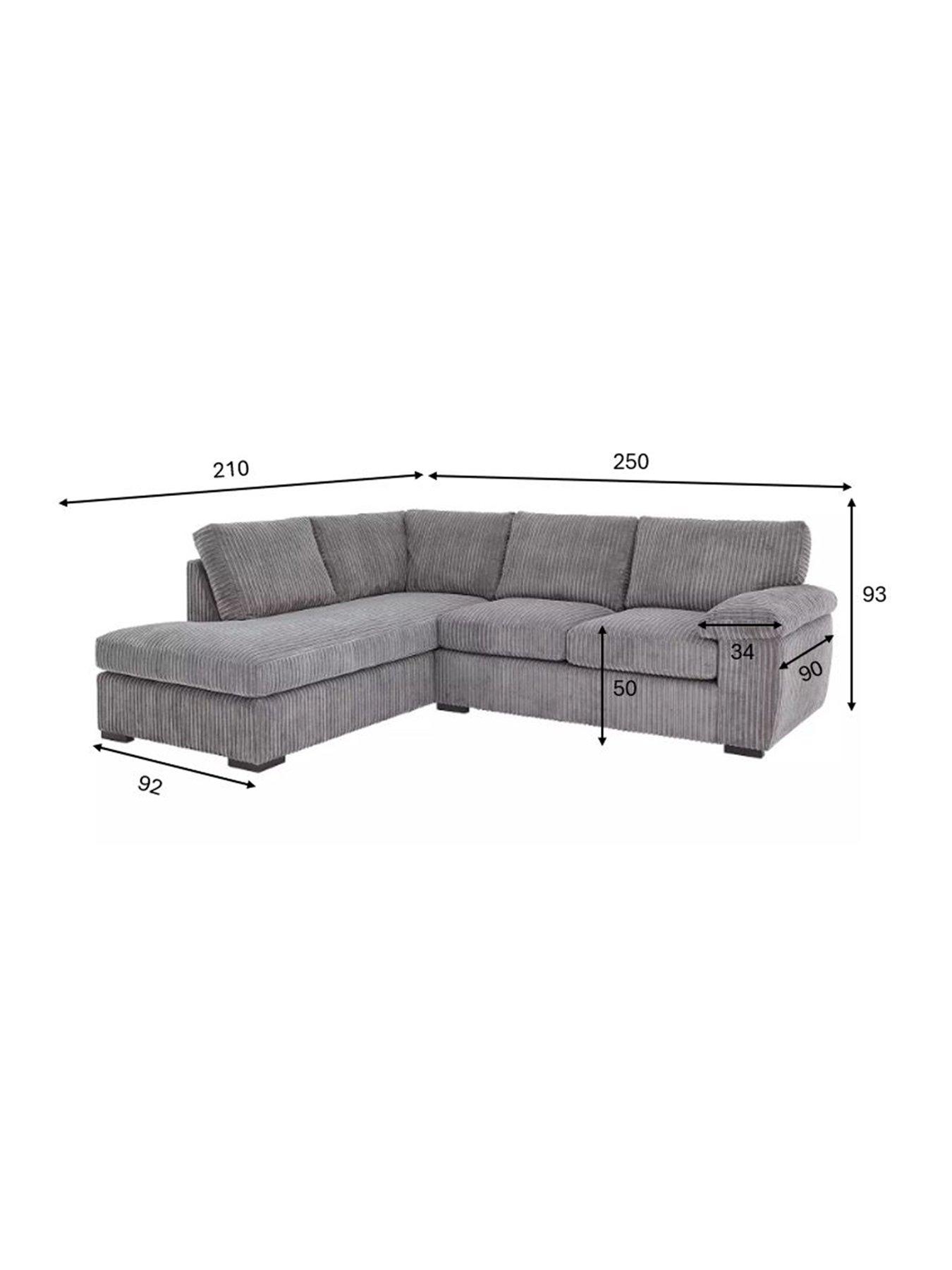 Image 6 of 7 of The Very Collection Amalfi Standard Back Fabric Left Hand Corner Chaise Sofa - Charcoal - FSC&reg; Certified
