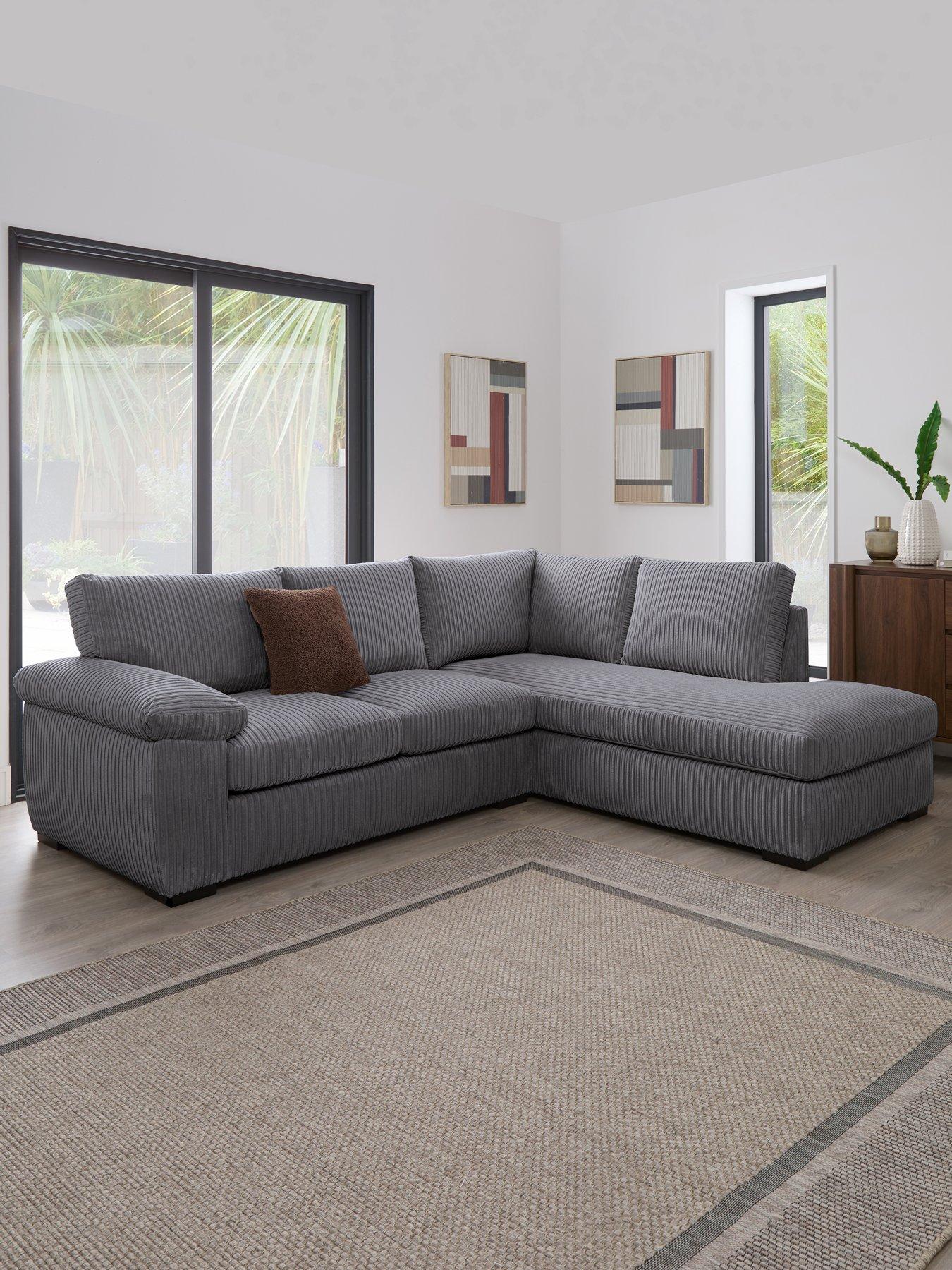 Very Home Amalfi Standard Back Fabric Right Hand Corner Chaise Sofa - Charcoal - FSC® Certified