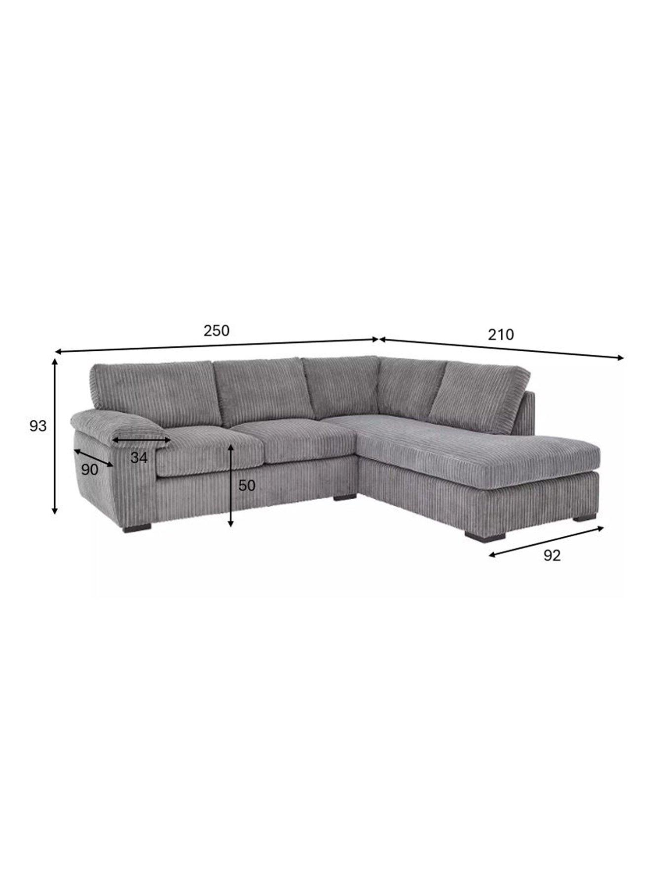 Image 6 of 7 of The Very Collection Amalfi Standard Back Fabric Right Hand Corner Chaise Sofa - Charcoal - FSC&reg; Certified
