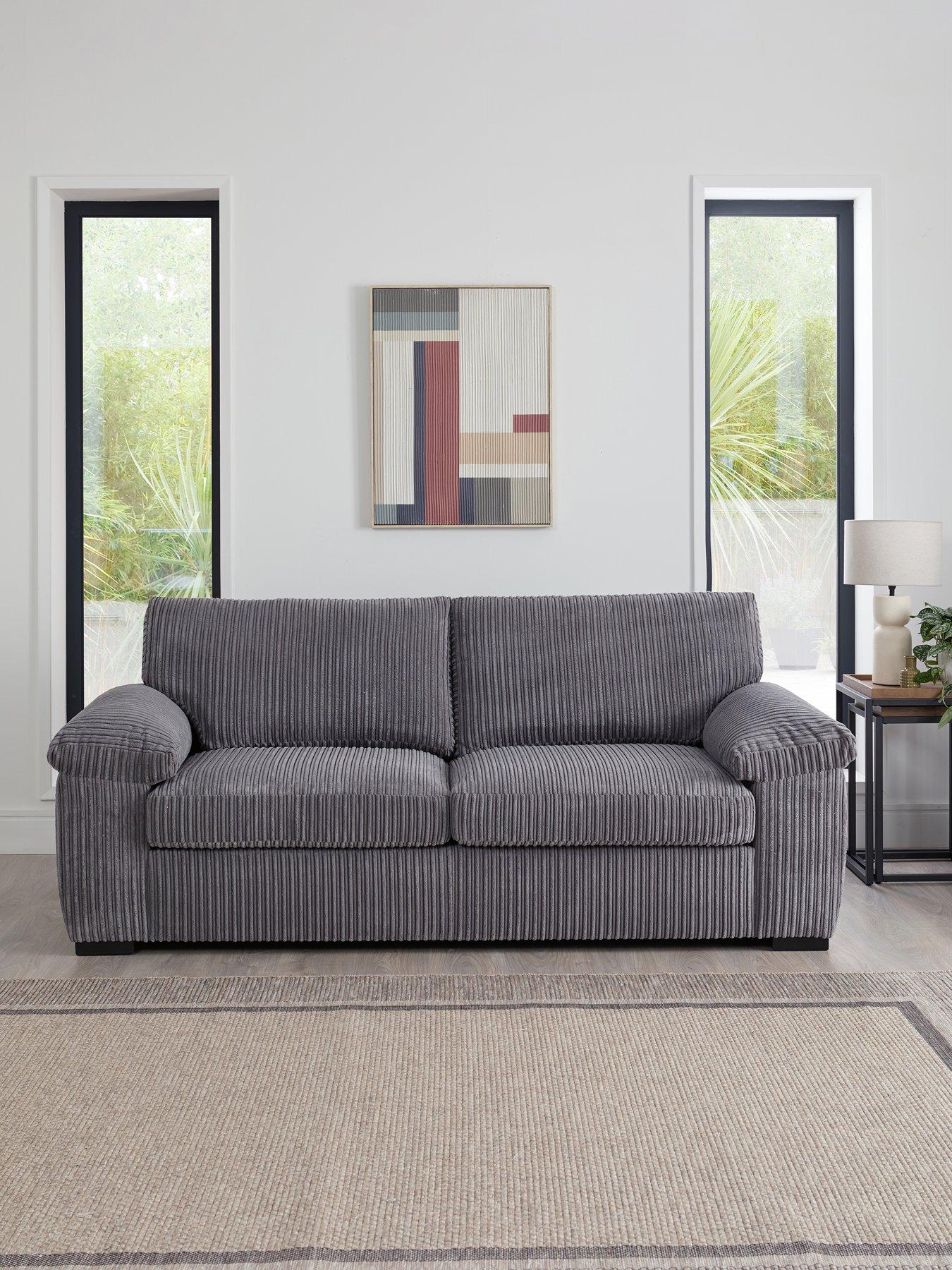 Very Home Amalfi Standard Back Fabric 3 Seater Sofa - Charcoal - FSC® Certified