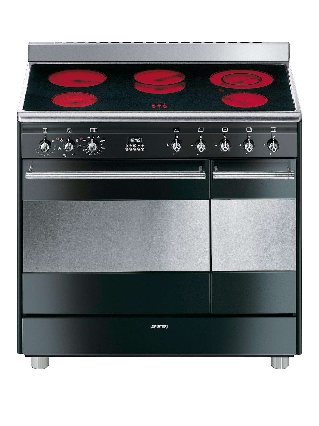 Smeg Suk92Cbl9 90Cm Ceramic Double Oven Electric Concert Range Cooker – Black