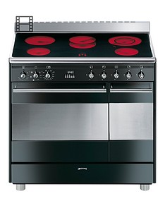 Smeg SUK92CBL9 90cm Ceramic Double Oven Electric Concert Range Cooker - Black
