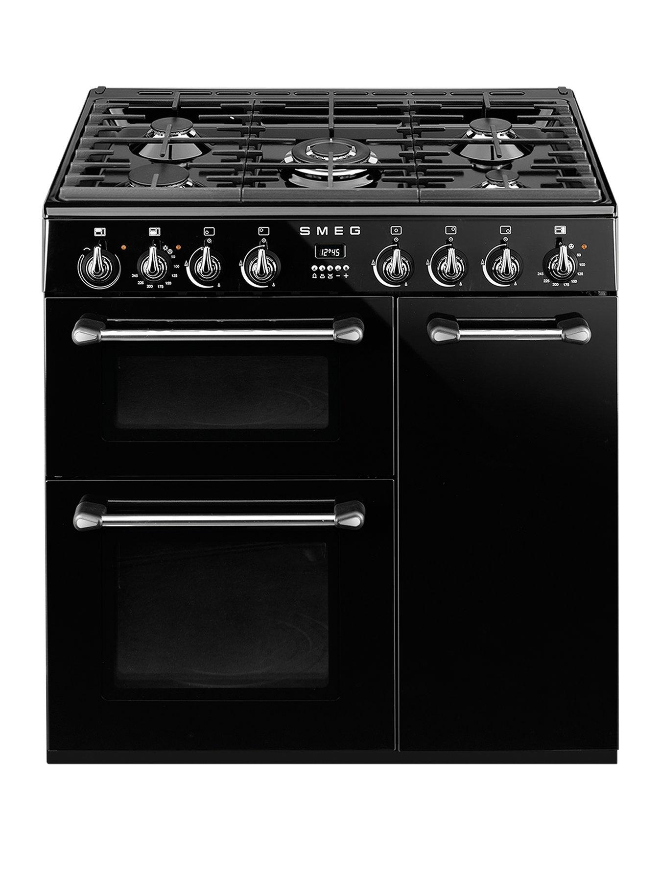 Smeg Bu93Bl 90Cm Dual Fuel 3 Cavity Cooker With Gas Hob - Black