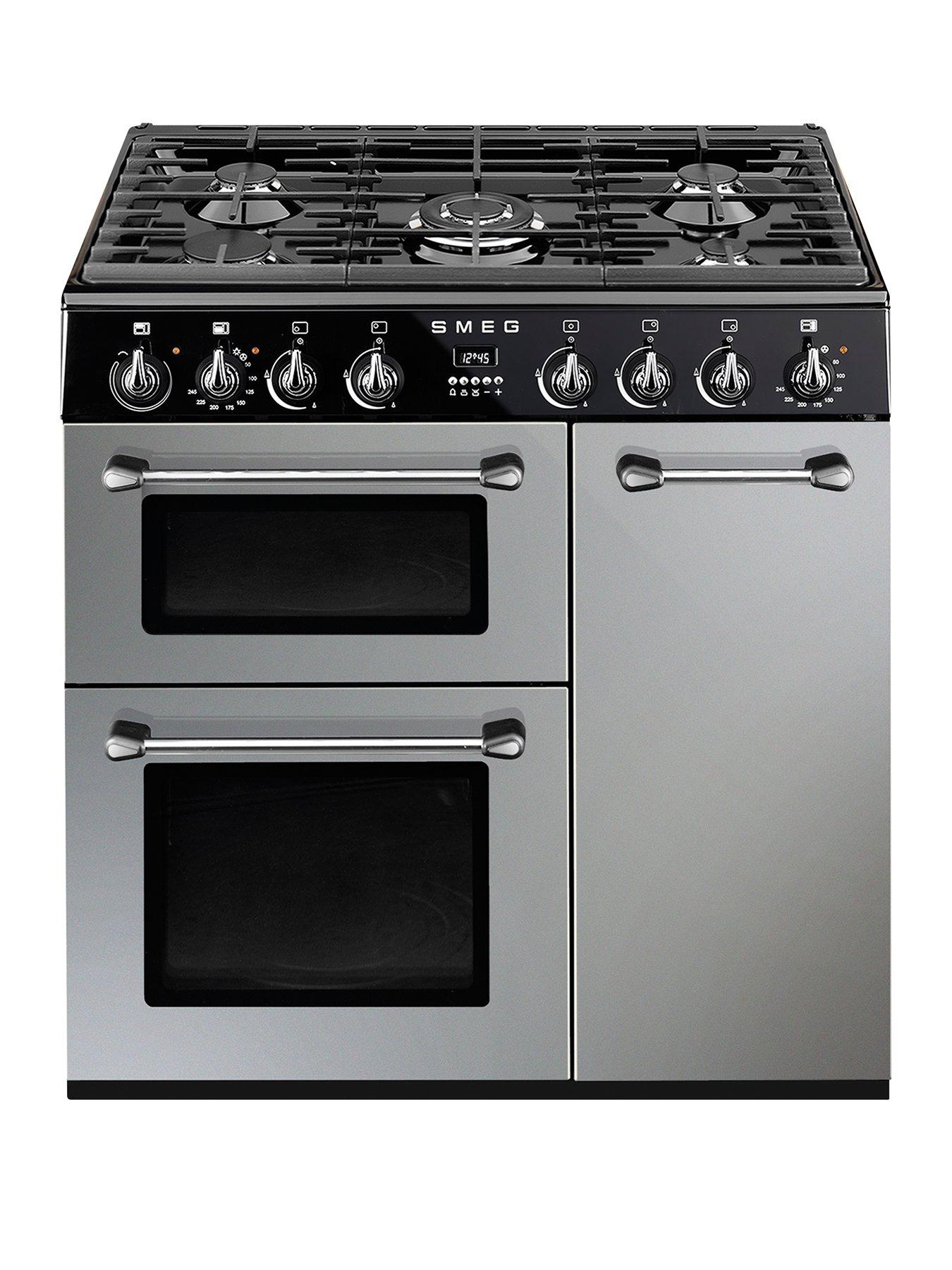 Smeg Bu93S 90Cm Dual Fuel 3 Cavity Cooker With Gas Hob - Silver