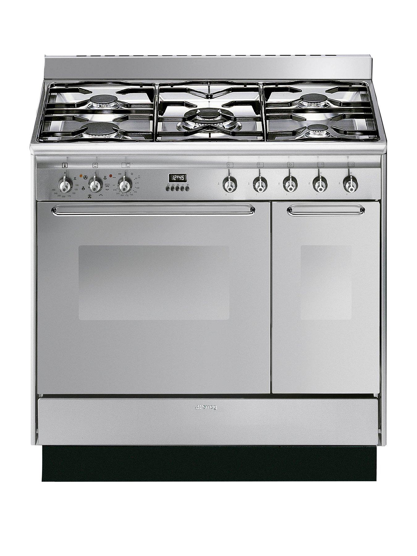 Smeg Cc92Mx9 90Cm Dual Fuel Double Oven Range Cooker With Gas Hob