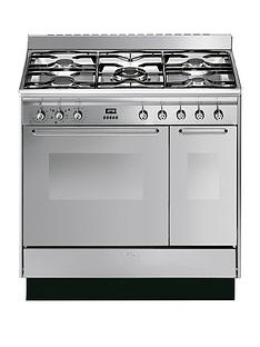 Smeg CC92MX9 90cm Dual Fuel Double Oven Range Cooker with Gas Hob
