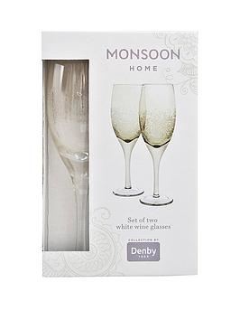 Product photograph of Monsoon Denby Lucille Gold White Wine Glasses from very.co.uk