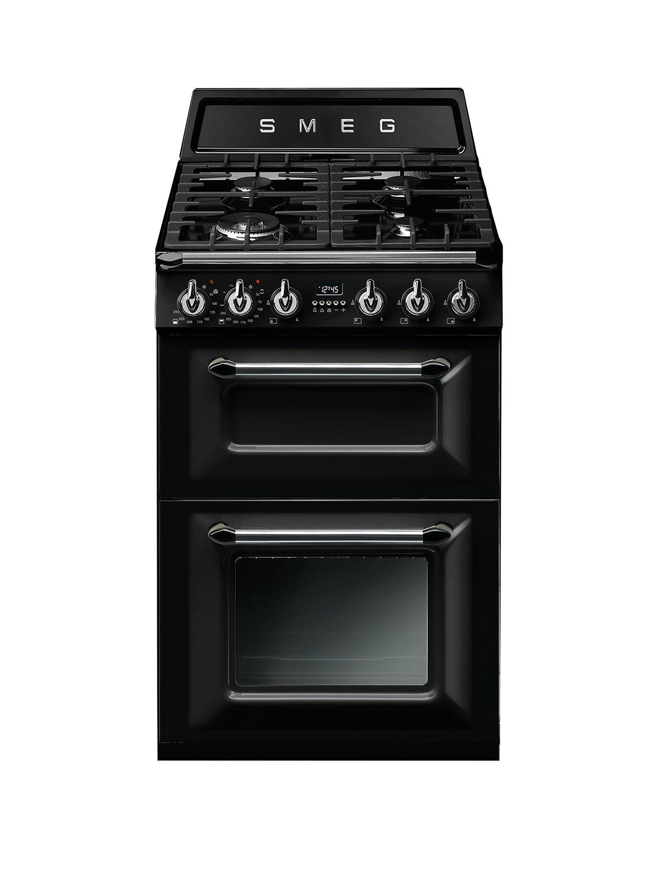 Smeg Tr62Bl Victoria 60Cm 2 Cavity Dual Fuel Mini Range Cooker - Black