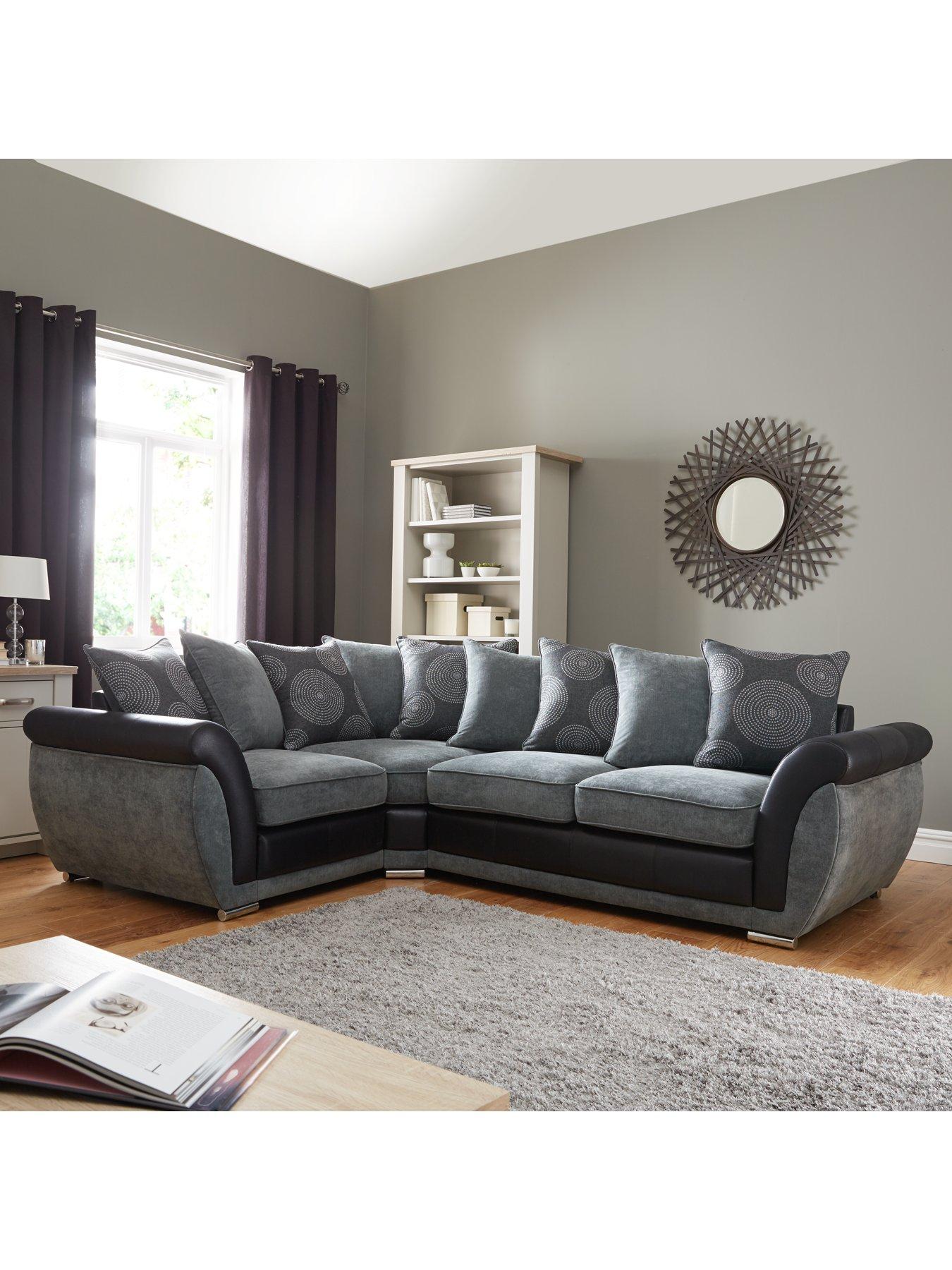 Very Home Danube Fabric/Faux Leather Left Hand Corner Group Scatter Back Sofa - FSC® Certified
