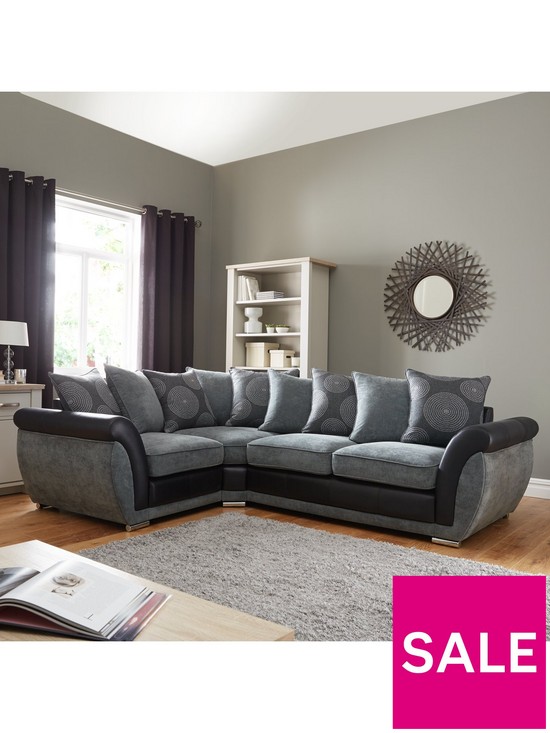 stillFront image of danube-fabric-and-faux-leather-left-hand-corner-group-scatter-back-sofa