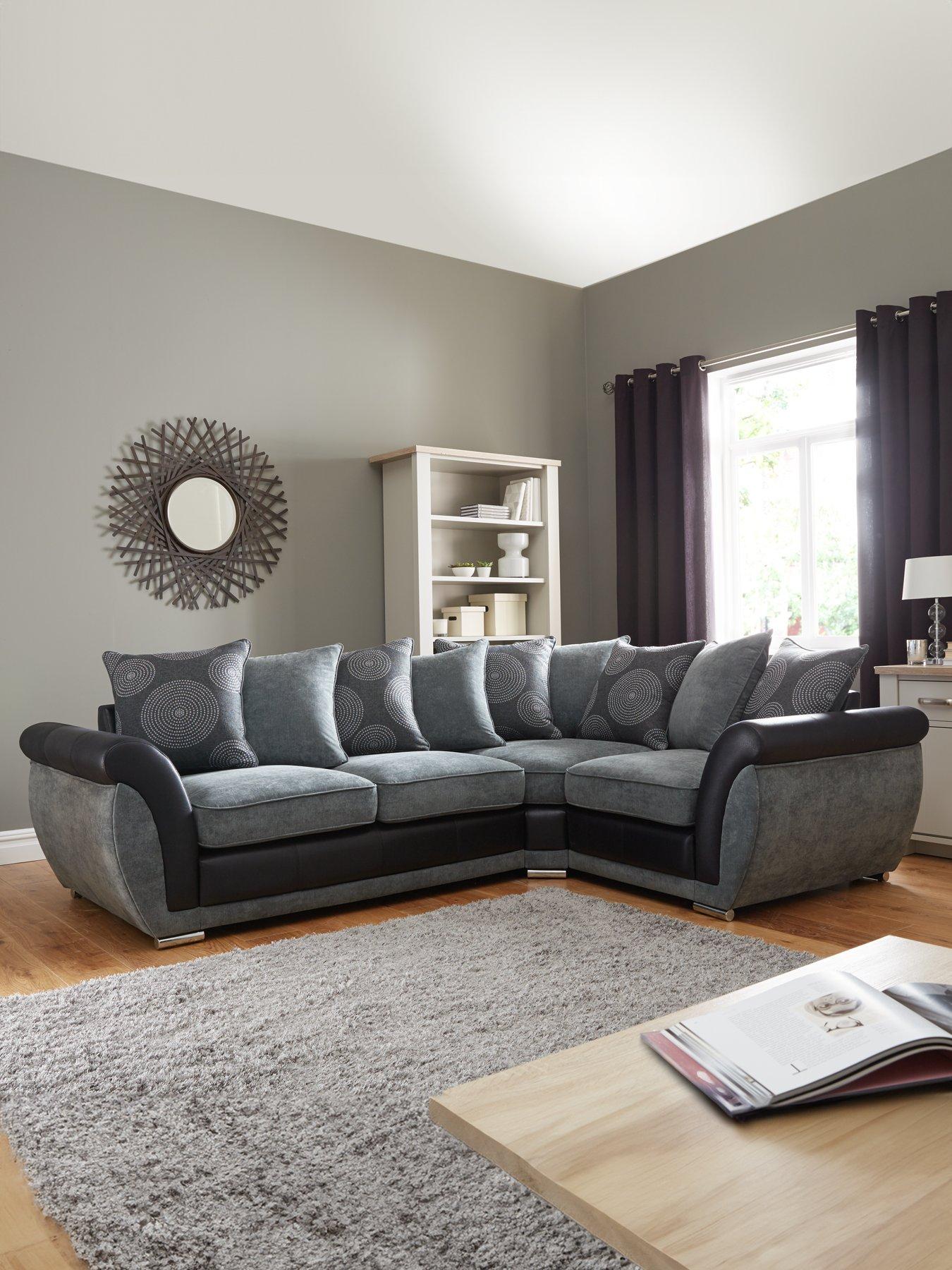 undefined Danube Fabric/Faux Leather Right Hand Corner Group Scatter Back Sofa - FSC® Certified