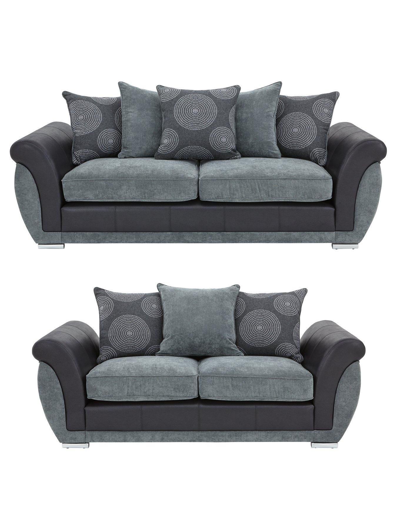 undefined Danube Fabric/Faux Leather 3 Seater + 2 Seater Sofa Set (Buy and SAVE!) - FSC® Certified