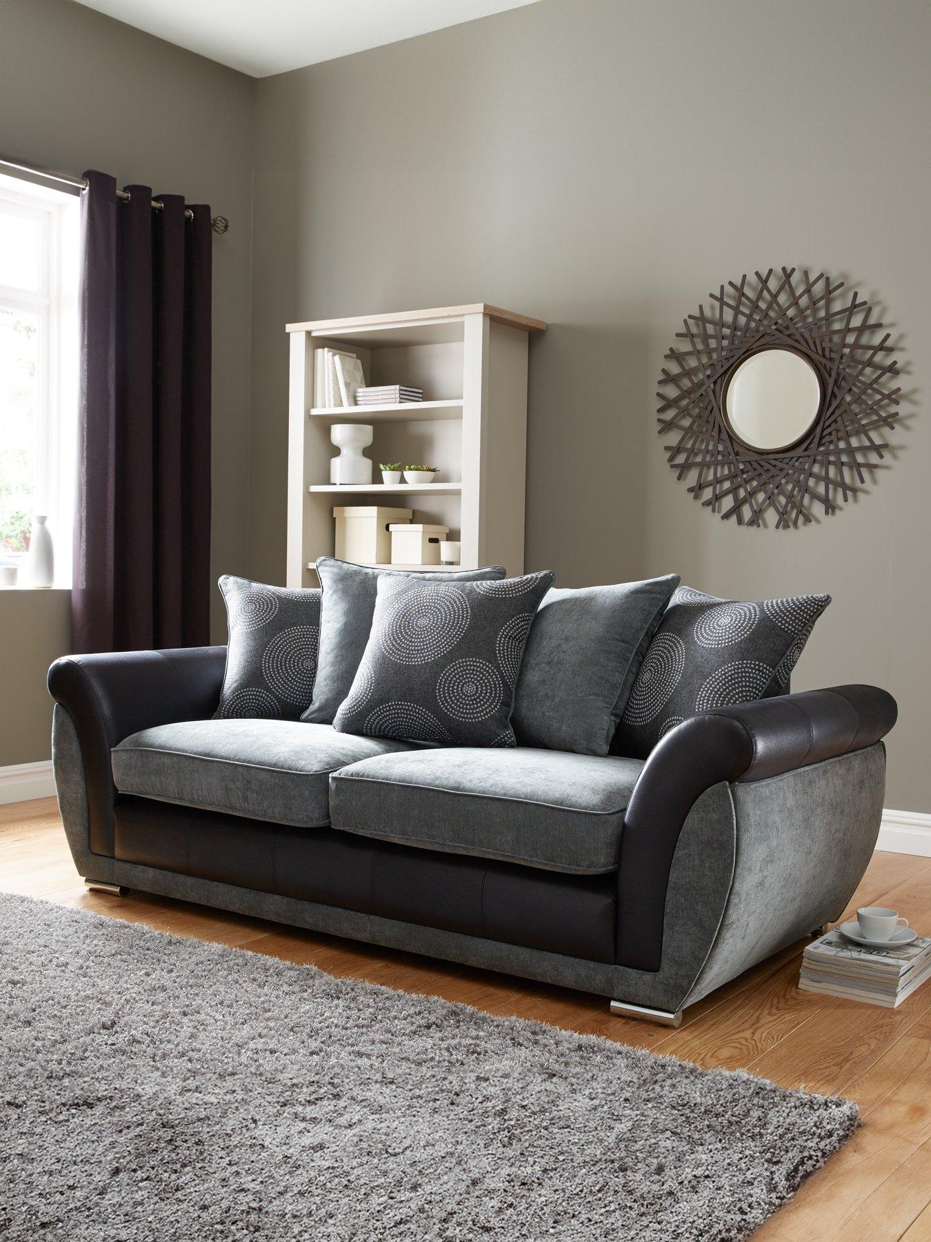 undefined Danube Fabric/Faux Leather 3 Seater Sofa - FSC® Certified