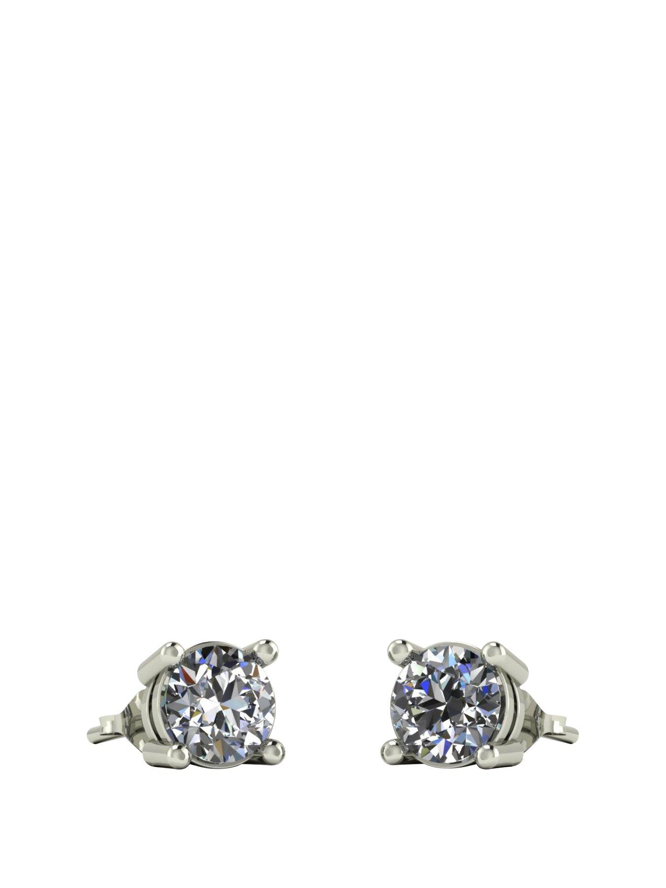 Product photograph of Moissanite 9ct White Gold 1ct Total Equivalent 5mm Earrings from very.co.uk