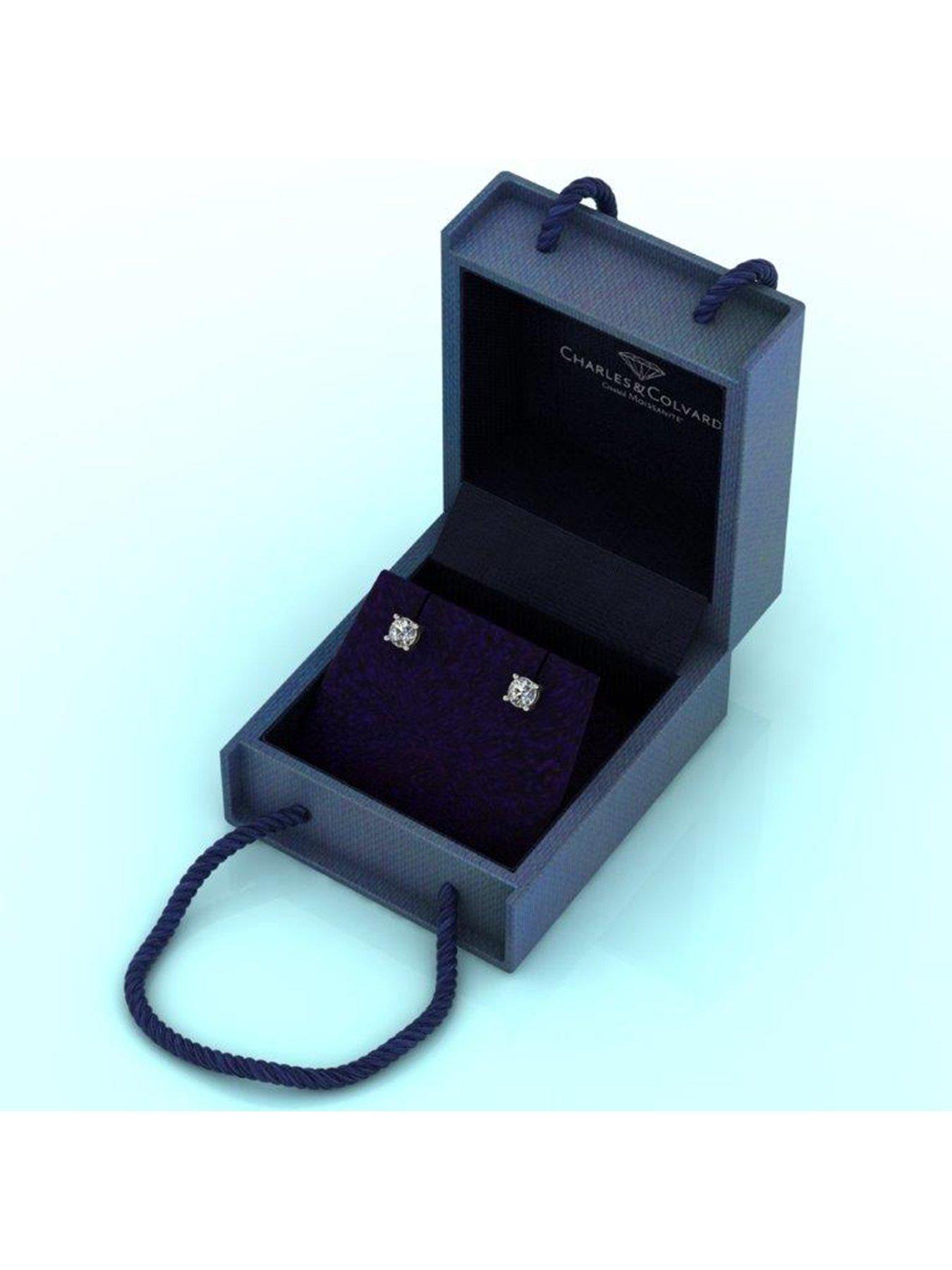 Image 2 of 2 of Moissanite 9ct White Gold 1ct&nbsp;Total&nbsp;Equivalent&nbsp;5mm Earrings