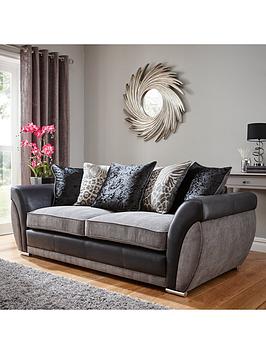 Product photograph of Hilton Fabric And Faux Leather 3 Seater Scatter Back Sofa - Fsc Reg Certified from very.co.uk