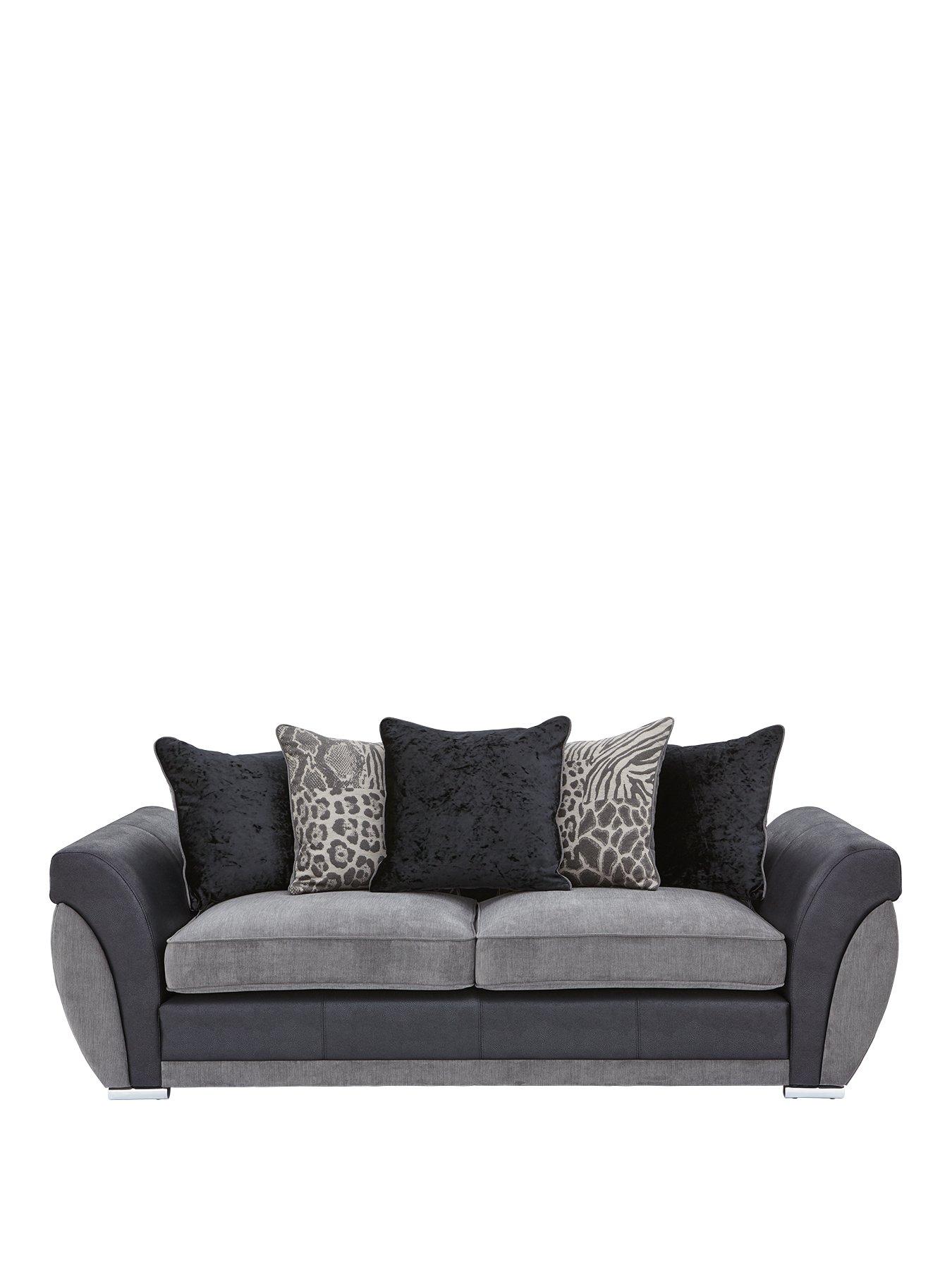 Image 2 of 4 of Hilton Fabric and Faux Leather 3 Seater Scatter Back Sofa