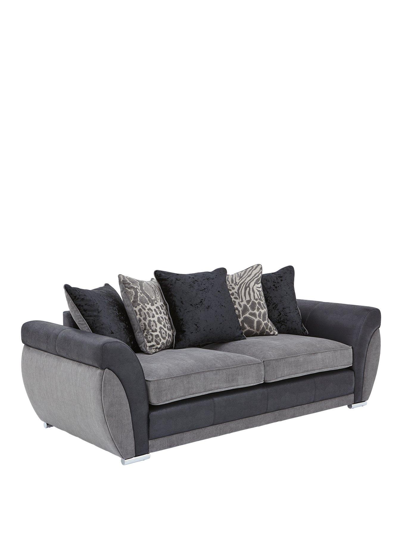 Image 3 of 4 of Hilton Fabric and Faux Leather 3 Seater Scatter Back Sofa