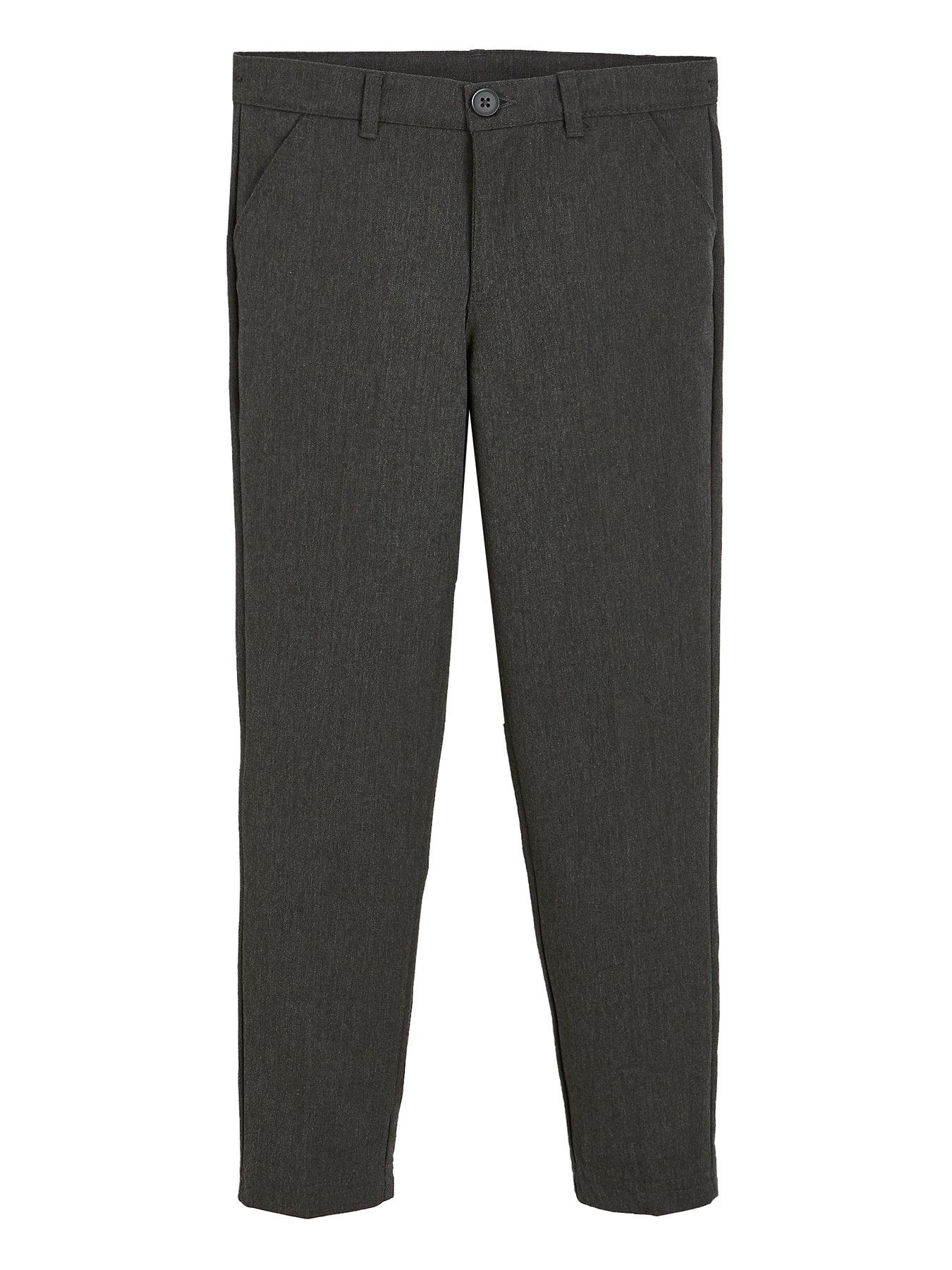 slim leg grey trousers