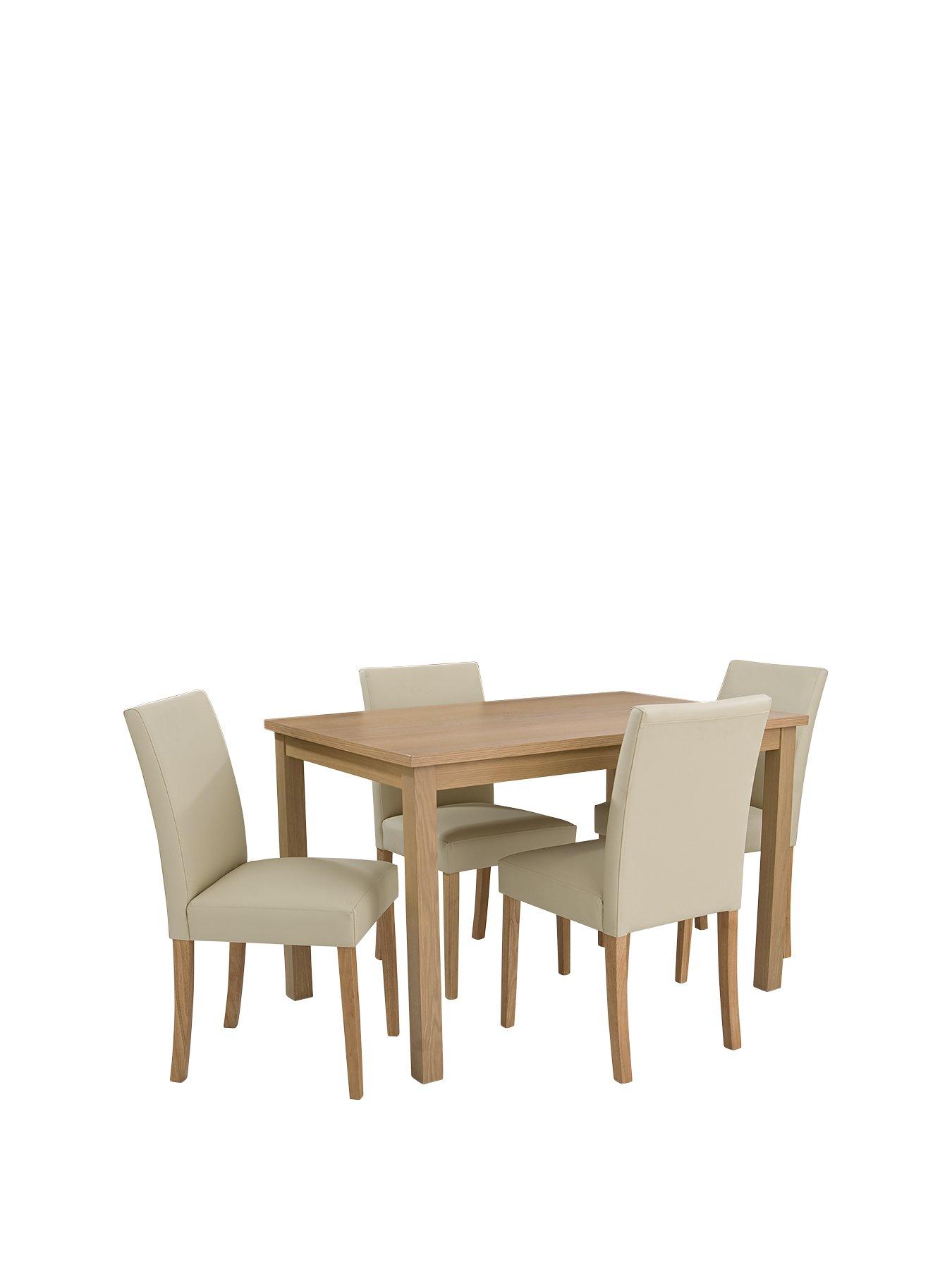 Primo 120 Cm Dining Table 4 Faux Leather Chairs