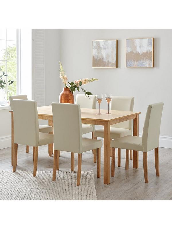 Dining Table 6 Faux Leather Chairs, Dining Room Table Leather Chairs