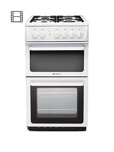 Hotpoint HAG51P 50cm gas cooker polar white Best Price and Cheapest