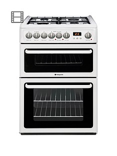 Hotpoint Newstyle HAG60P 60cm Double Oven Gas Cooker with FSD - White
