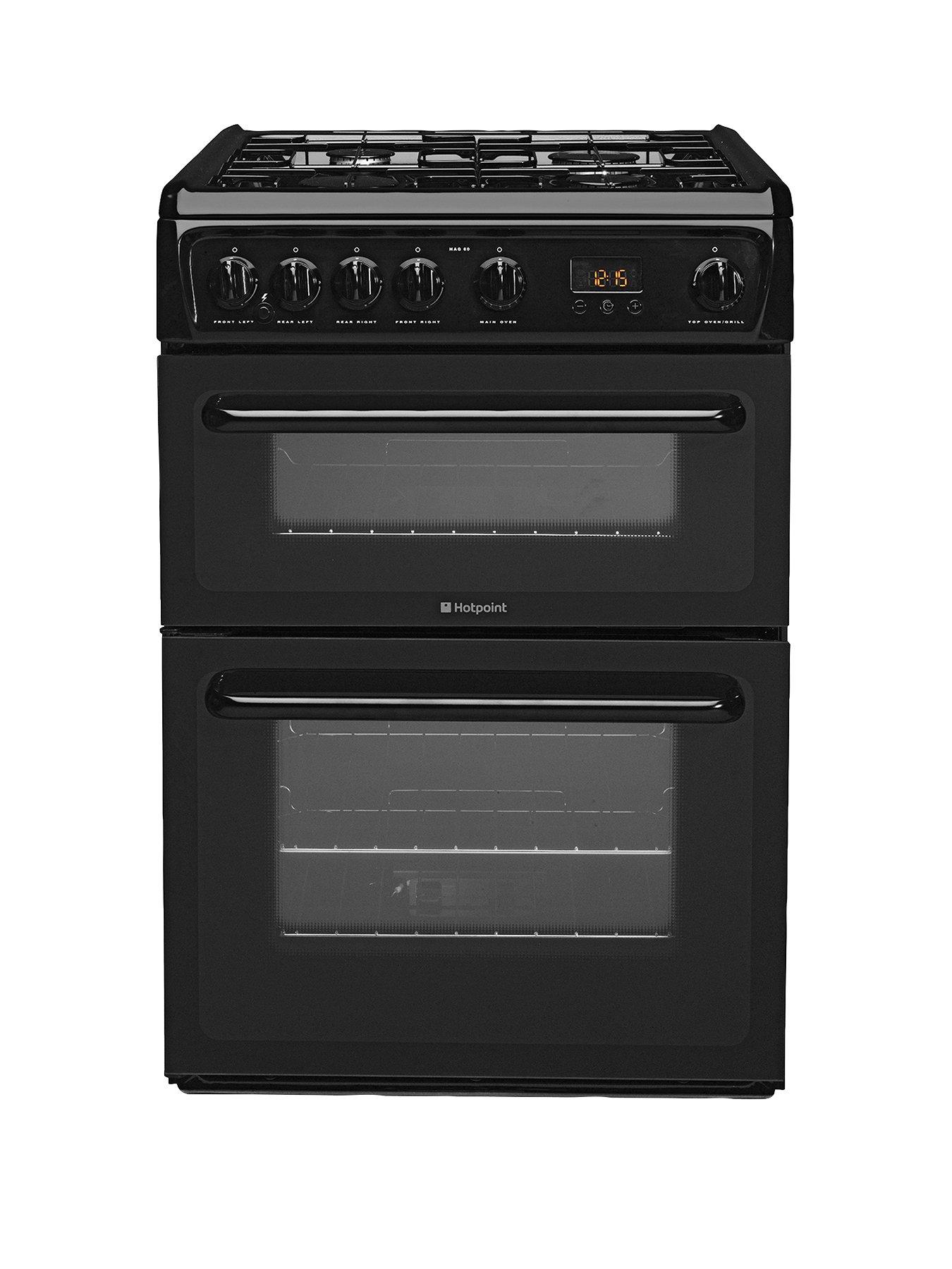 Hotpoint Newstyle HAG60K 60cm Double Oven Gas Cooker with FSD Black